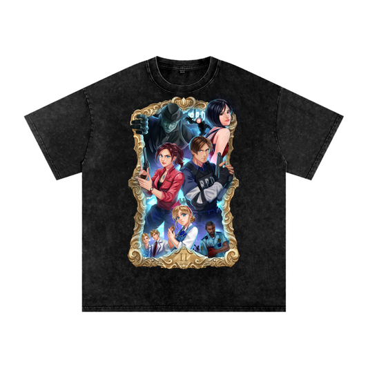 Resident Evil 2 Remake Acid Wash Oversize T-Shirt - 250 GSM