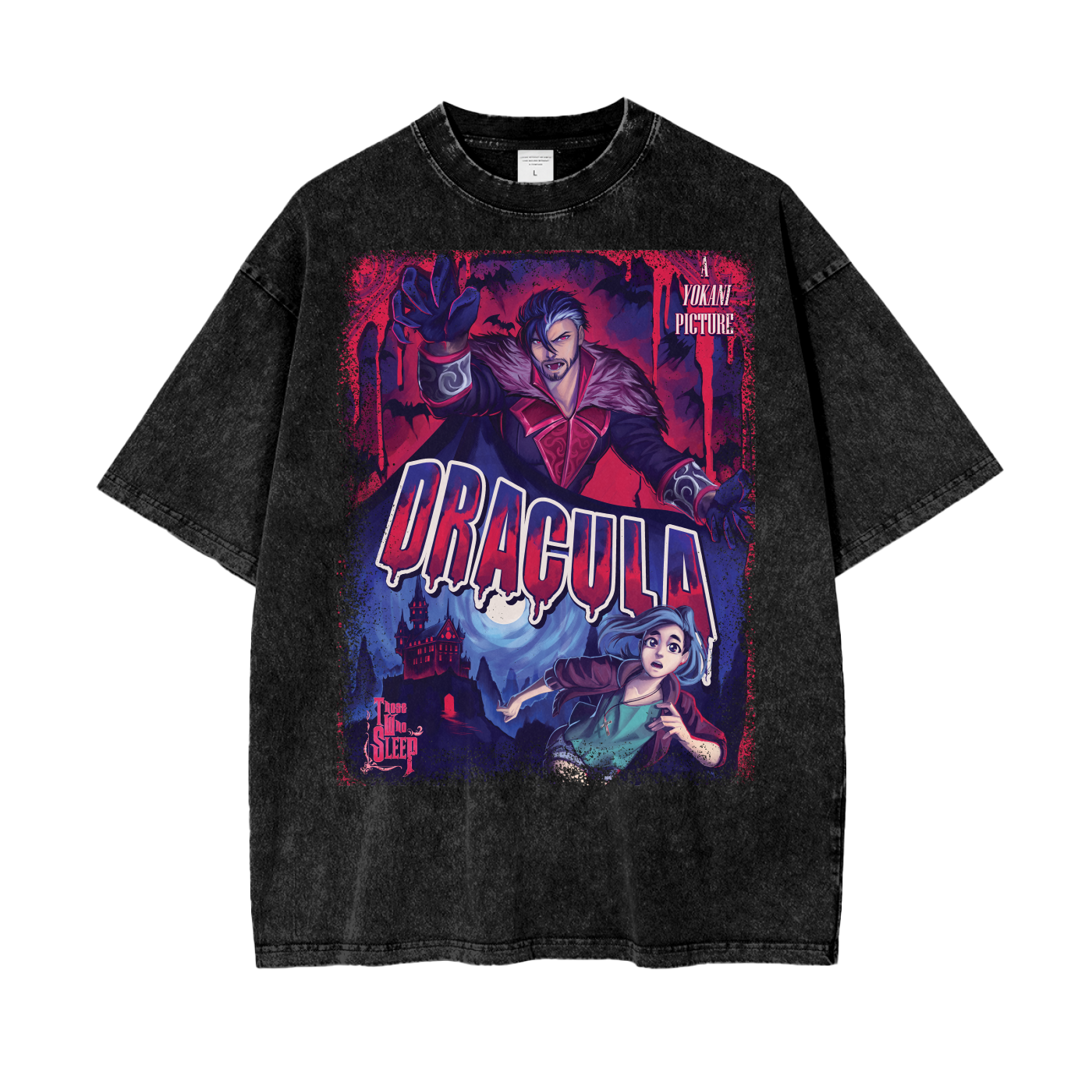 DRACULA: Those Who Sleep Vintage Poster Acid Wash Oversize T-Shirt ...