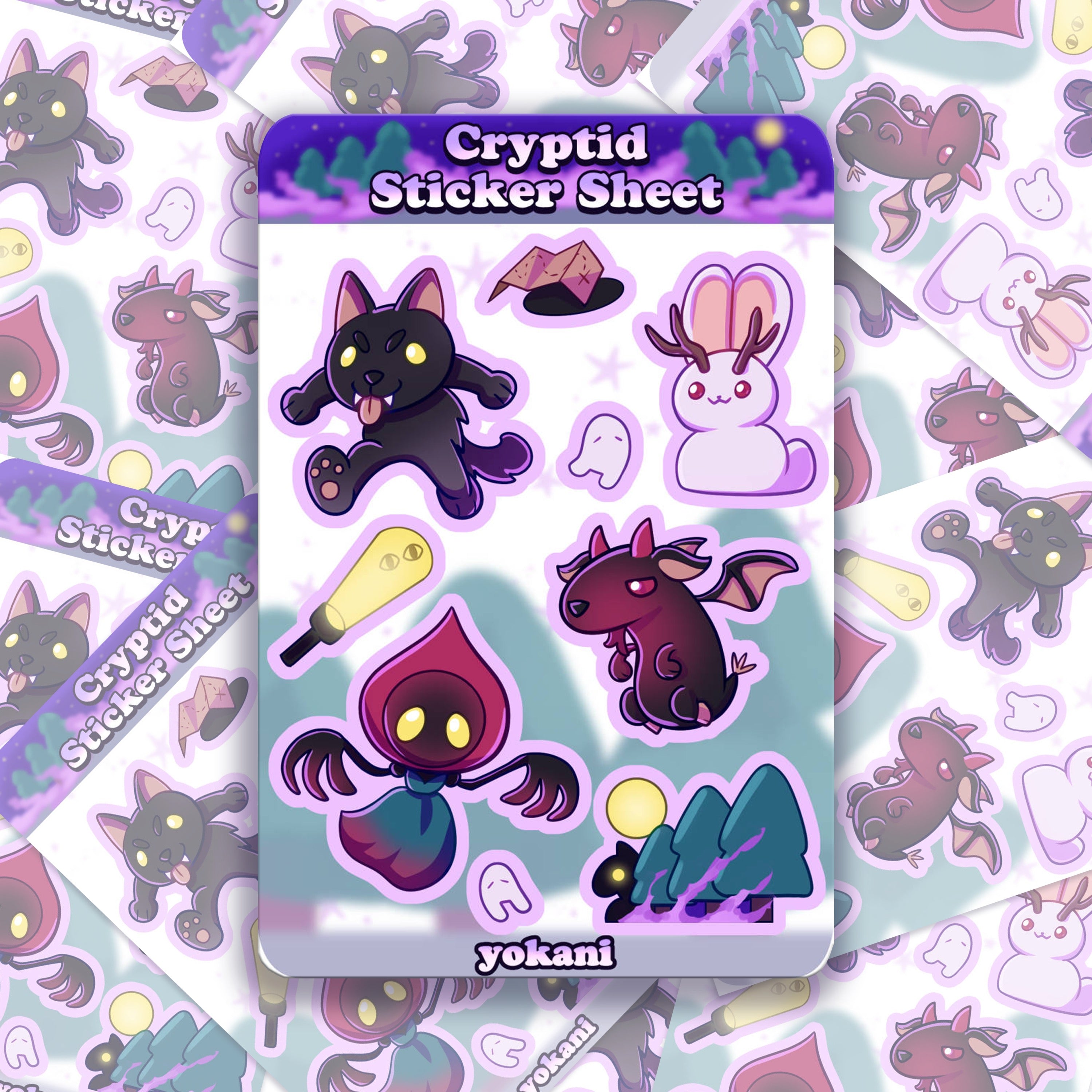 Sticker Sheet: Cryptids – Yokani Art