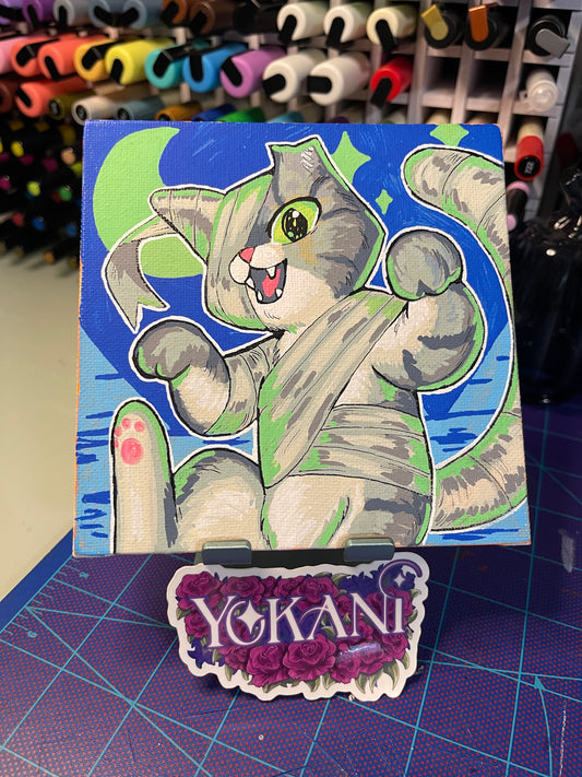 1- MUMMY - 31 Spooky Cats Original 5x5 Painting by Yokani 2026