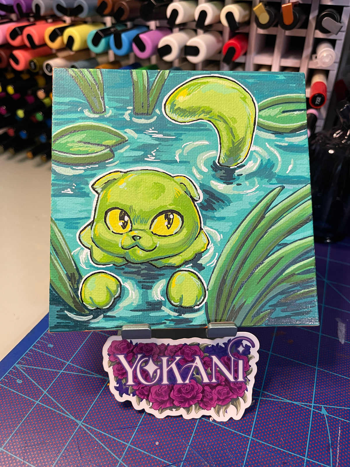 7 Creature from the Black Lagoon - 31 Spooky Cats Original 5x5 Painting by Yokani 2026
