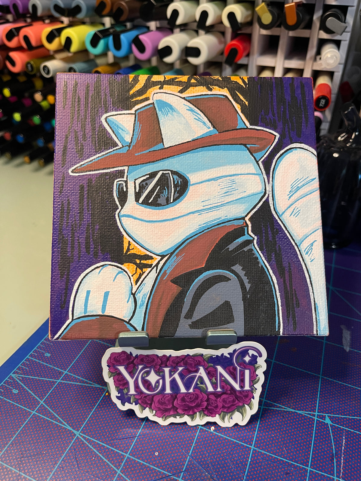 23- INVISIBLE MAN 31 Spooky Cats Original 5x5 Painting by Yokani 2026