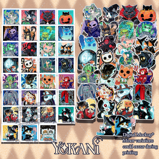 31 Spooky Cats COMPLETE PRINT AND STICKER COLLECTION (Pre-Order)