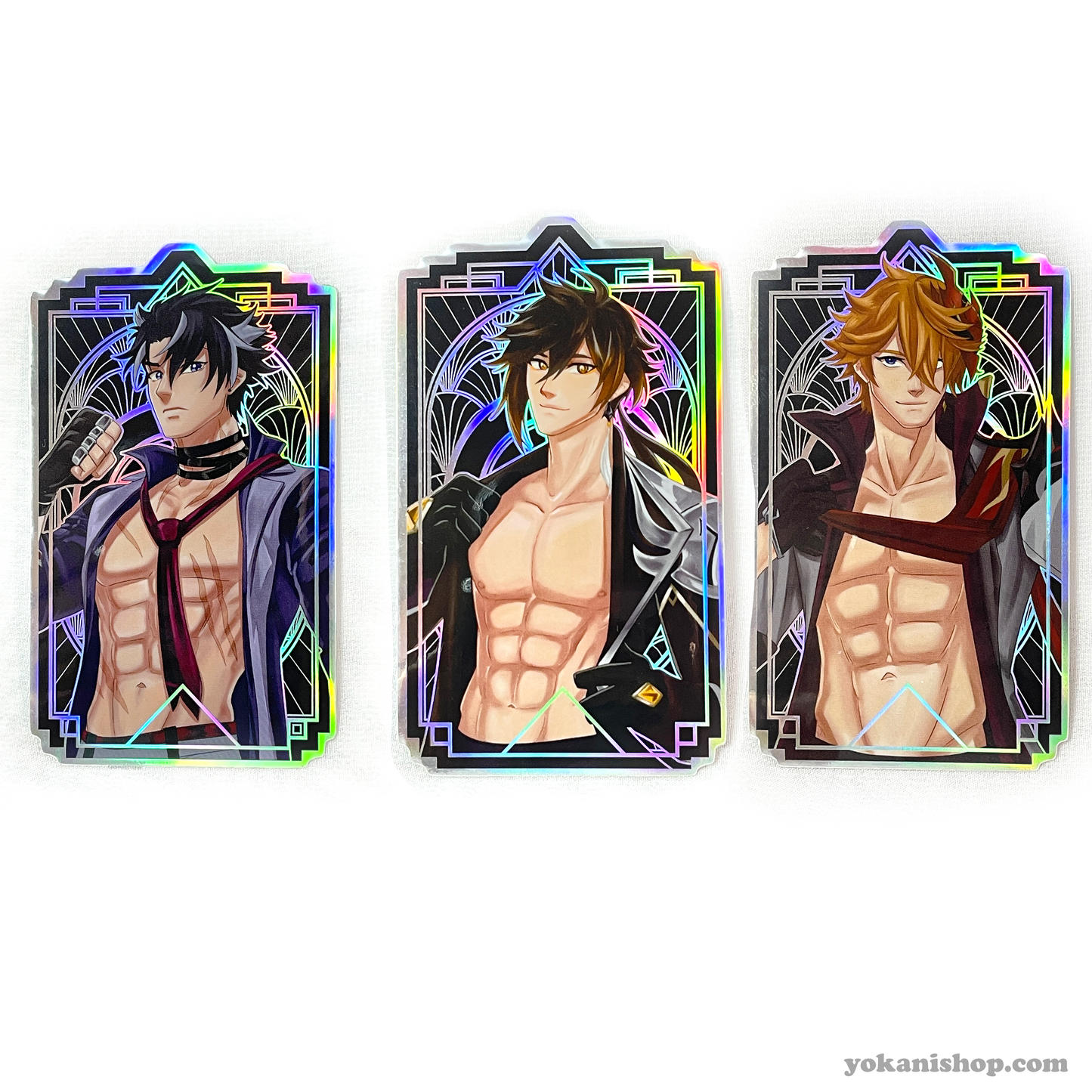 Genshin Impact Holo Husbandos: Holographic Vinyl Anime Men Stickers